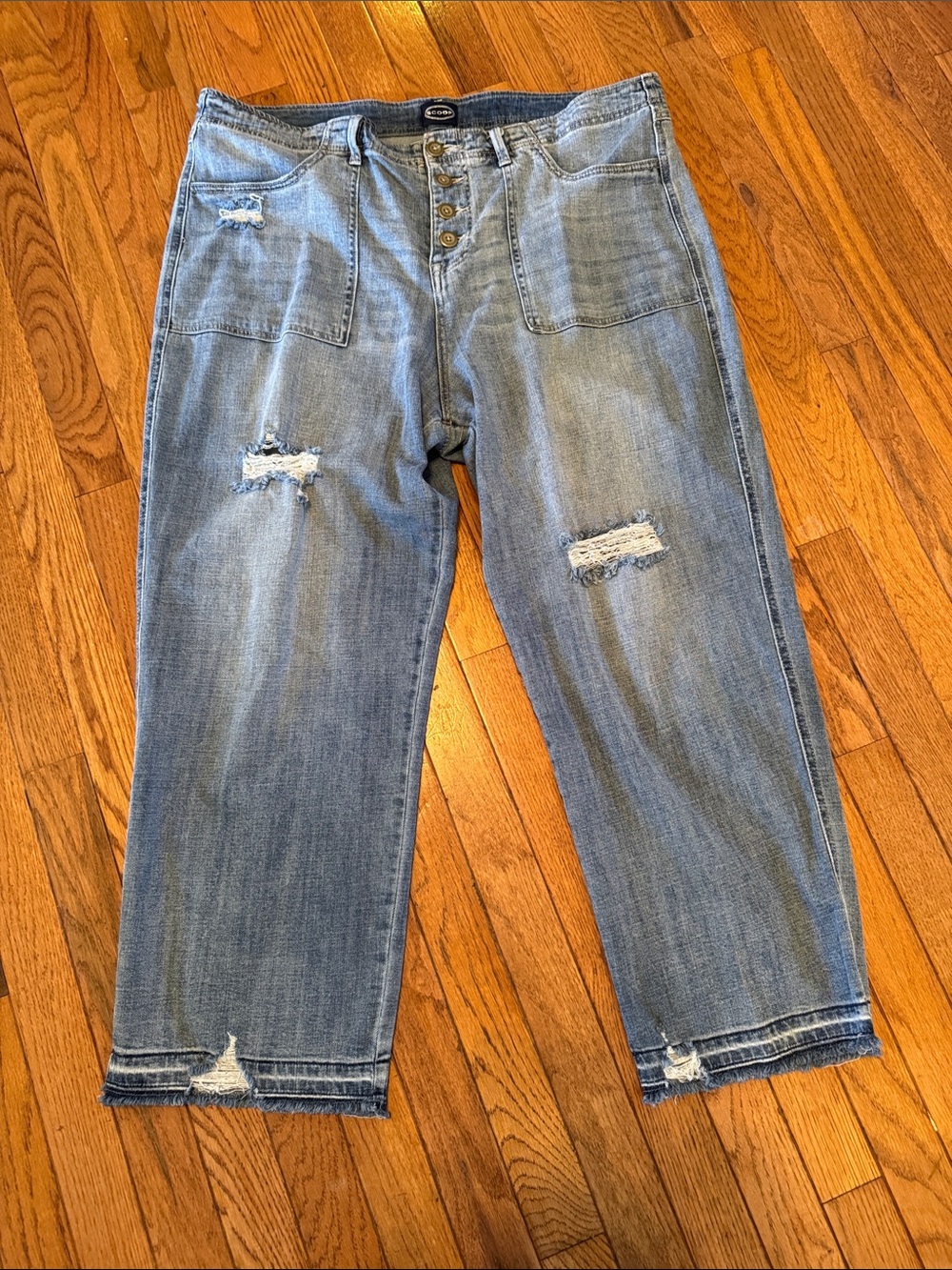 Light Wash Distressed Boyfriend Jeans